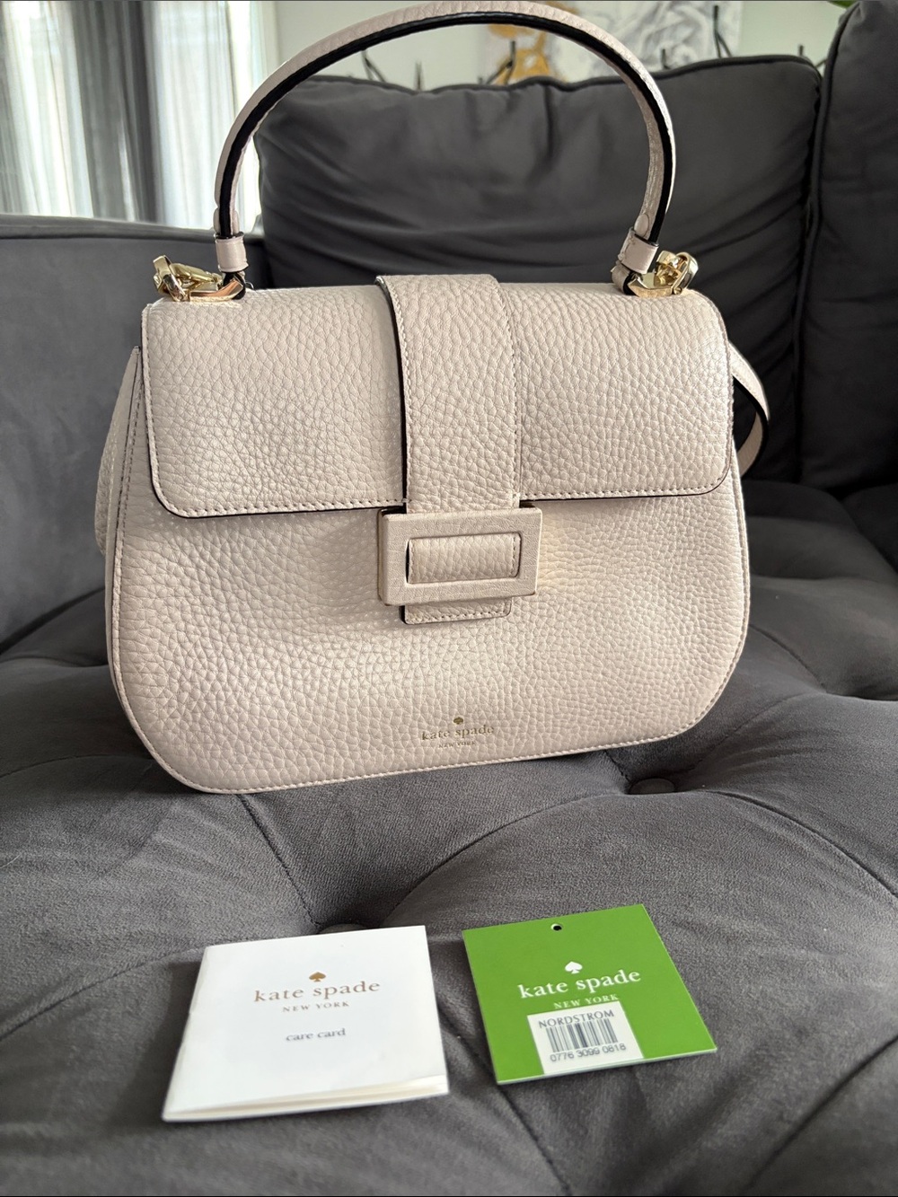 Kate Spade Carlyle Street Justina Satchel/Crossbody in Warm Marshmallow